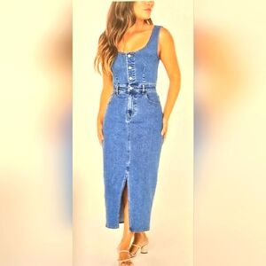 Celebrity Pink Denim Midi Dress, size medium